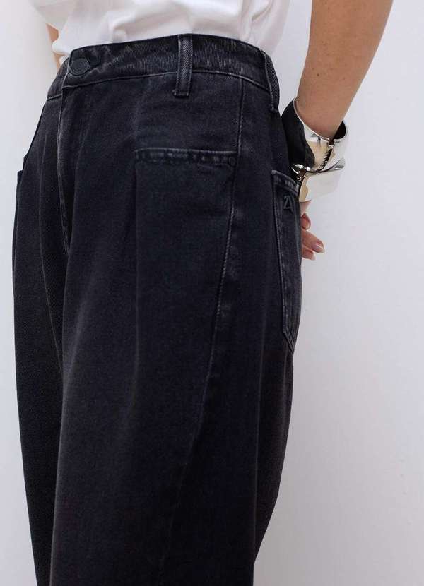 Laccord - Calca Jeans Barrel Preta Azul 5