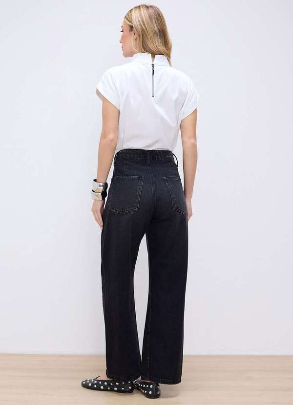 Laccord - Calca Jeans Barrel Preta Azul 6