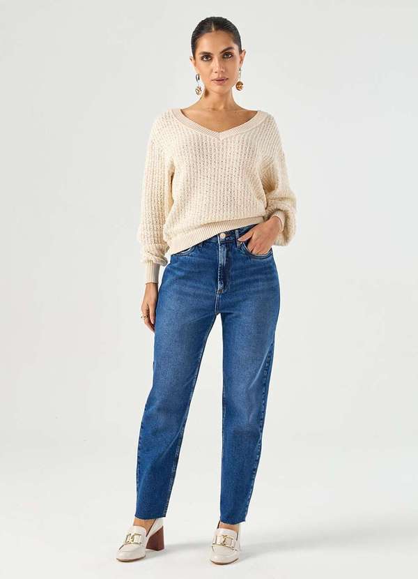 Laccord - Calca Jeans Mom Denim Escuro Azul