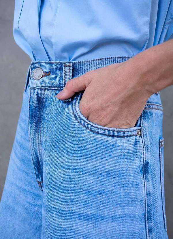 Laccord - Calca Jeans Pantalona Ampla Denim Medio Azul 4