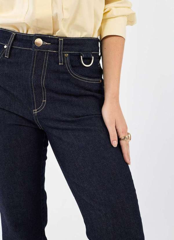 Laccord - Calca Jeans Reta Amaciada com Barra Virada Azul 5