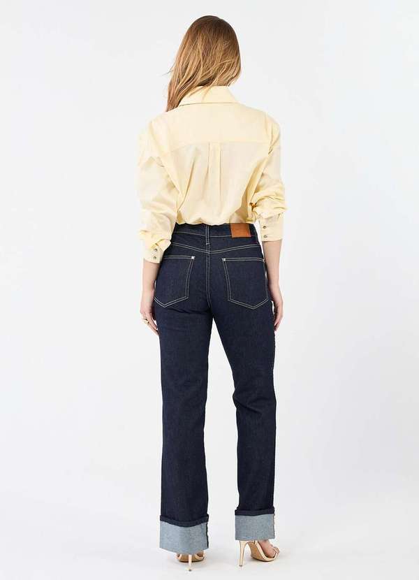 Laccord - Calca Jeans Reta Amaciada com Barra Virada Azul 6