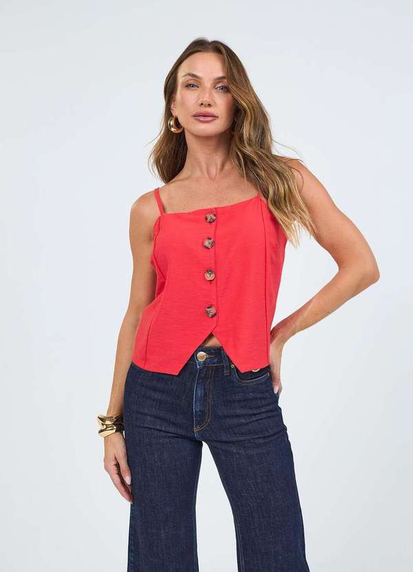 Laccord - Calca Jeans Reta Denim Escuro Cropped Azul 2