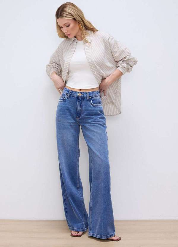 Laccord - Calca Jeans Reta Denim Medio Azul