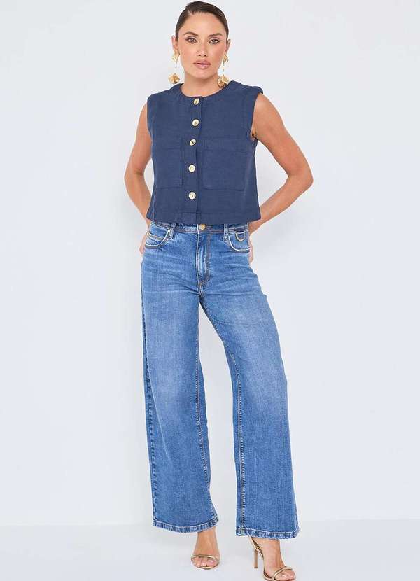 Laccord - Calca Jeans Reta Denim Medio Azul 2