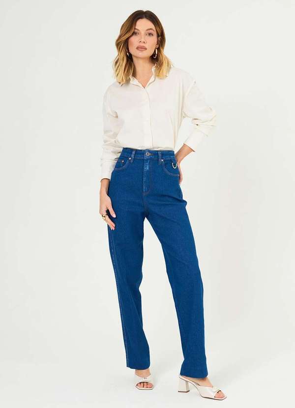 Laccord - Calca Jeans Reta Denim Medio Azul 4