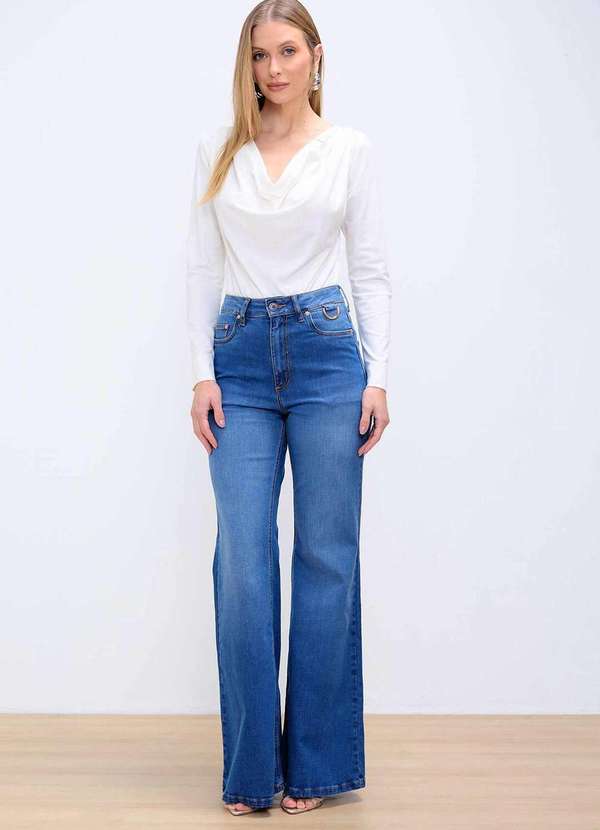 Laccord - Calca Jeans Slim Flare Denim Medio Azul