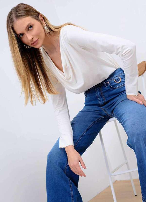 Laccord - Calca Jeans Slim Flare Denim Medio Azul 2