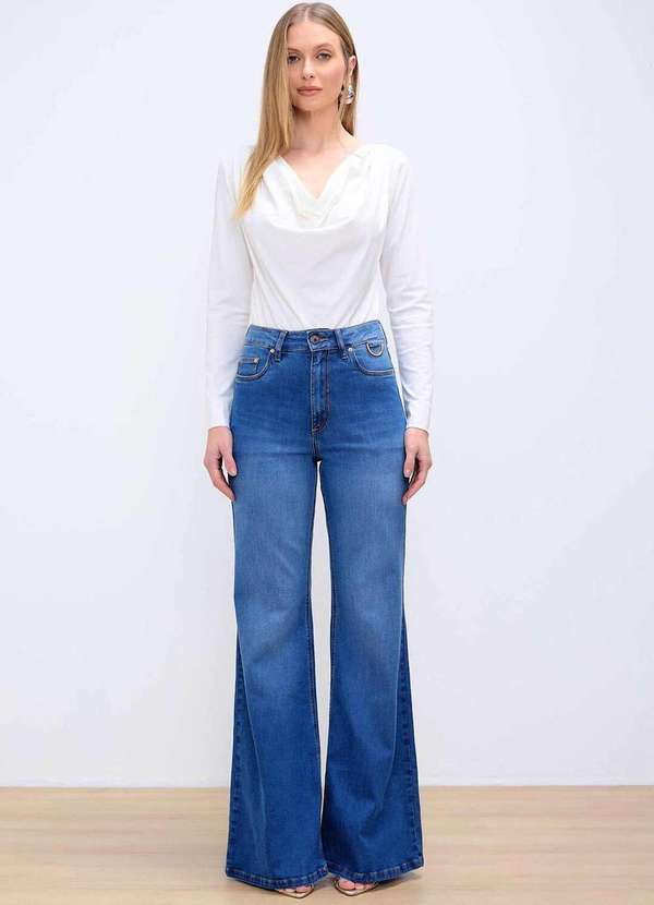 Laccord - Calca Jeans Slim Flare Denim Medio Azul 4