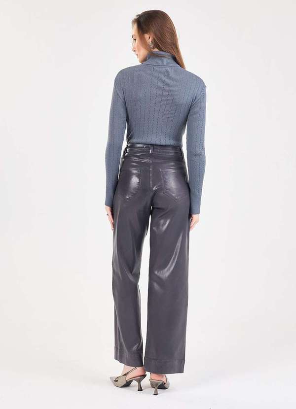 Laccord - Calca Reta Ampla Resinada Cinza 5