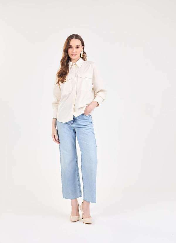 Laccord - Camisa de Tricoline com Bolsos Branco
