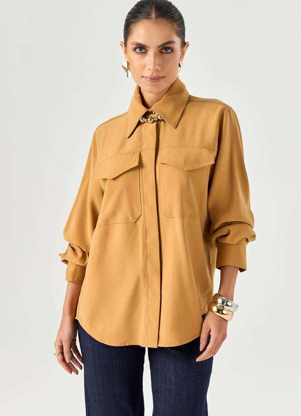 Laccord - Camisa Manga Longa com Bolsos Marrom