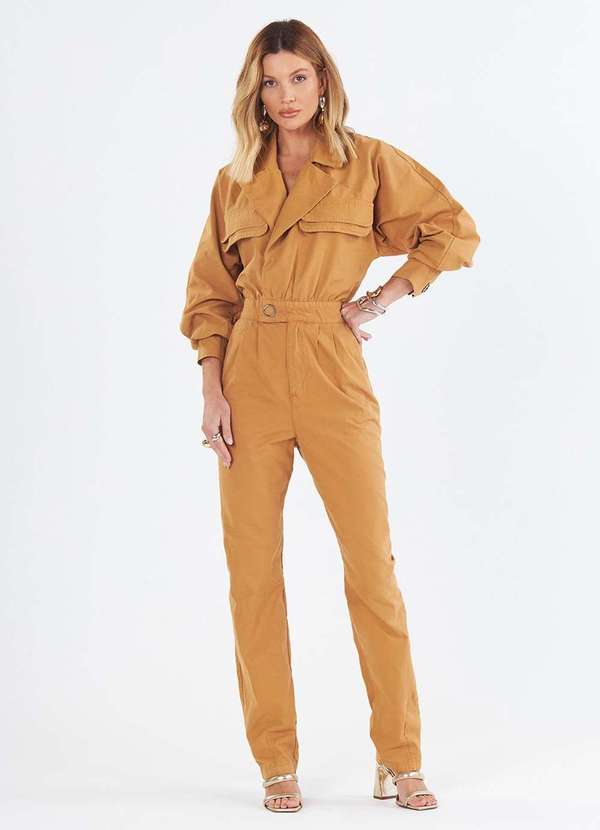 Laccord - Macacao de Sarja com Transpasse Camel Marrom