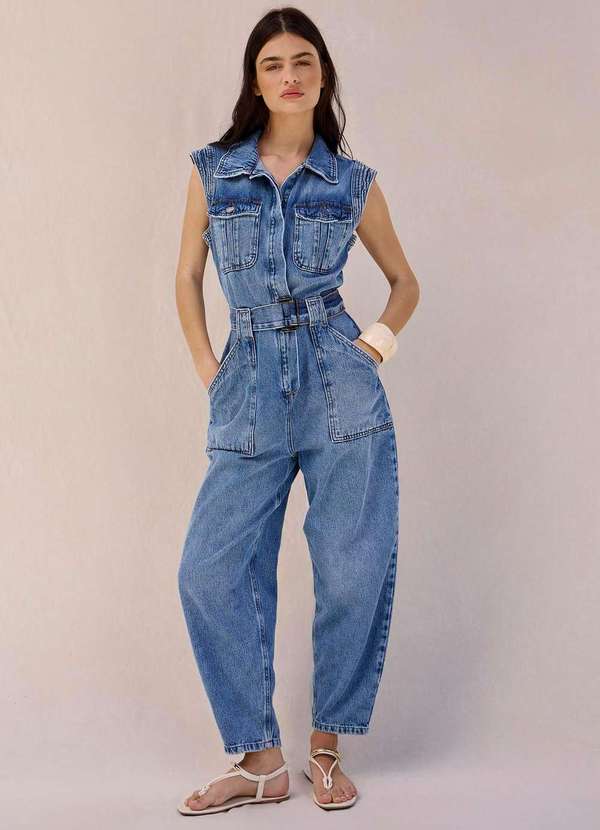 Laccord - Macacao Slouchy sem Mangas Azul 4