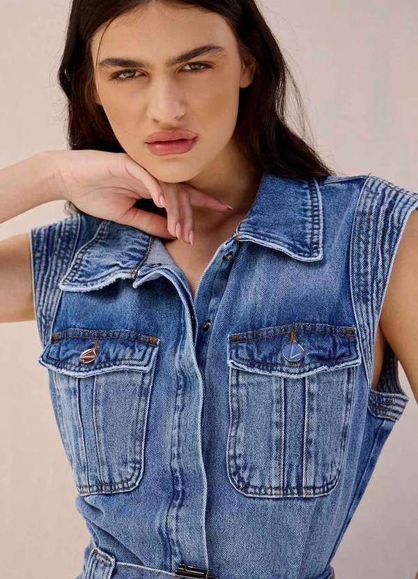 Laccord - Macacao Slouchy sem Mangas Azul 5