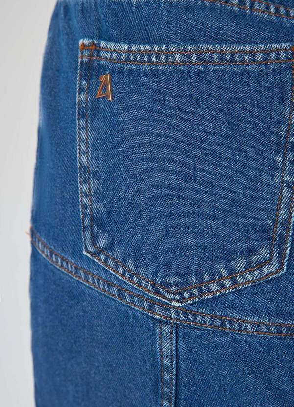 Laccord - Saia Jeans Super Midi Ampla Denim Medio Azul 3