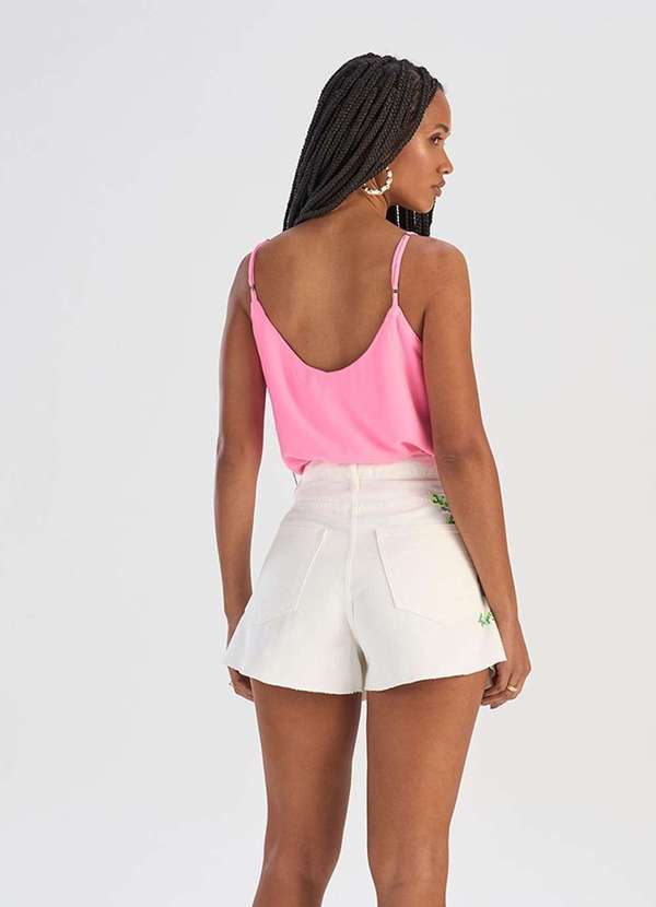 Laccord - Short Cintura Alta com Bordado Branco 4