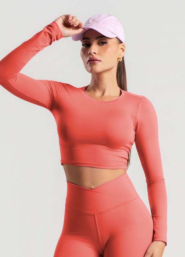 Wemood - Cropped Básico Manga Longa Decote Redondo Wemood - Terracota