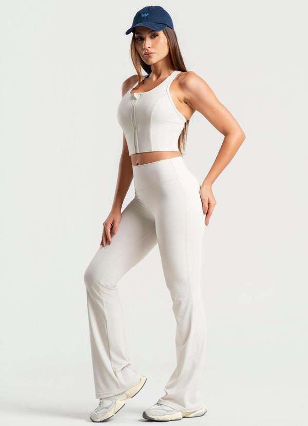 Wemood - Cropped Fitness com Bojo e Abertura Por Zíper Poliamida Wemood - Bege