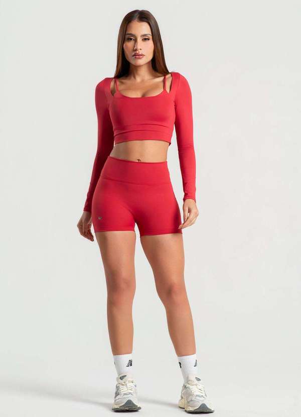 Wemood - Cropped Manga Longa Decote Quadrado Wemood - Vermelho Grená