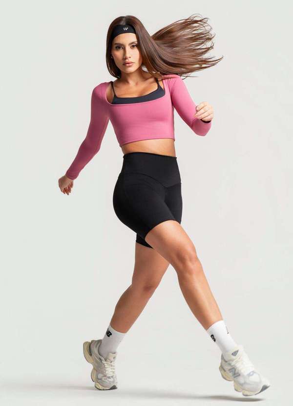 Wemood - Cropped Manga Longa Decote Quadrado Wemood - Rosa