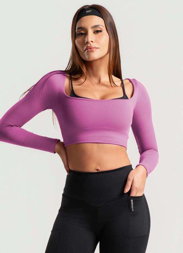 Wemood - Cropped Manga Longa Decote Quadrado Wemood - Lilás