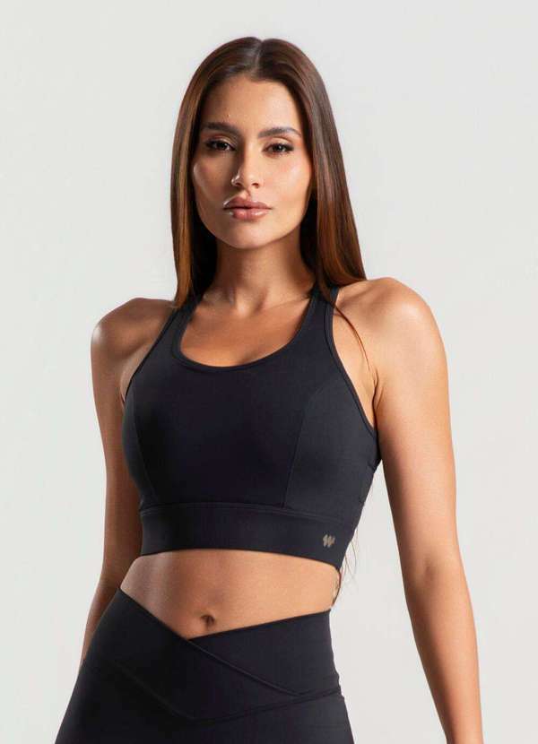 Wemood - Top Fitness Nadador com Bojo e Recortes Poliamida Wemood - Preto