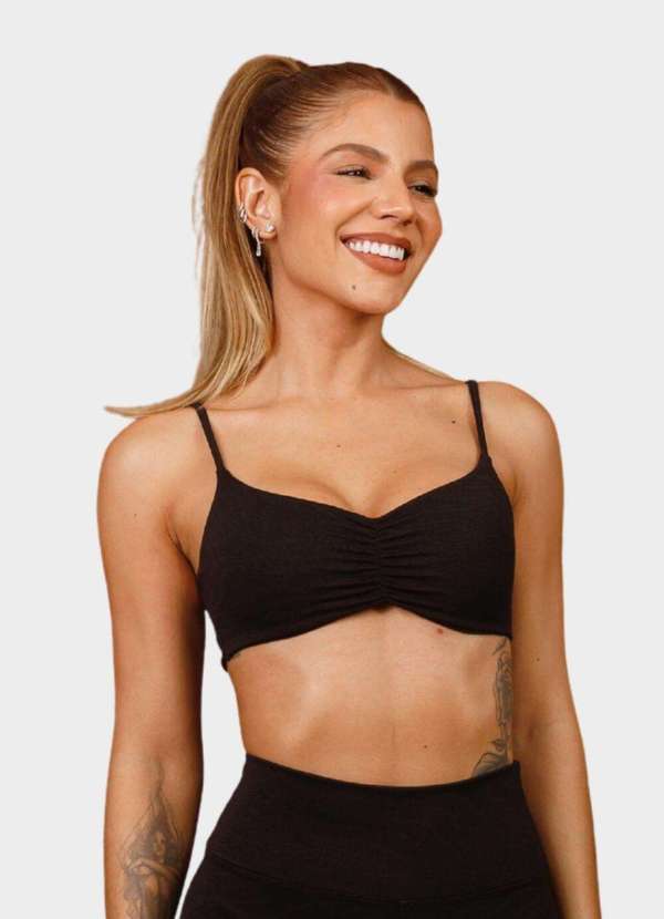 Wemood - Top Franzido com Alças Reguláveis Wemood - Preto Jacquard