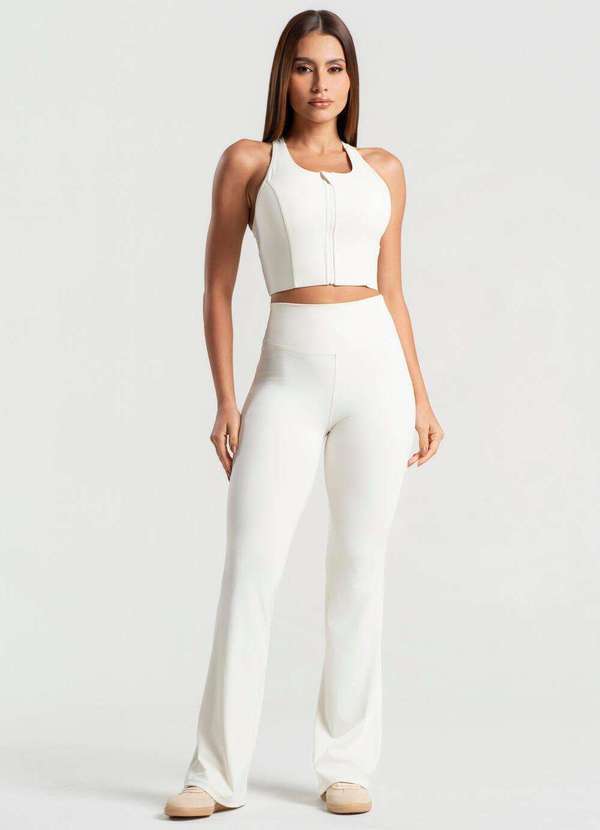 Wemood - Calça Flare Fitness Poliamida com Recortes Wemood - Offwhite