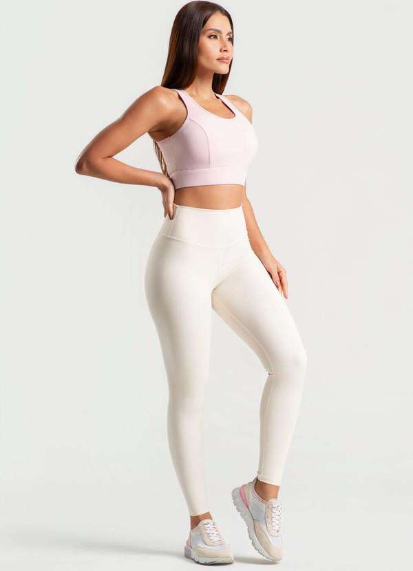 Wemood - Calça Legging Básica com Cós Duplo e Recorte Empina Bumbum - Offwhite 2
