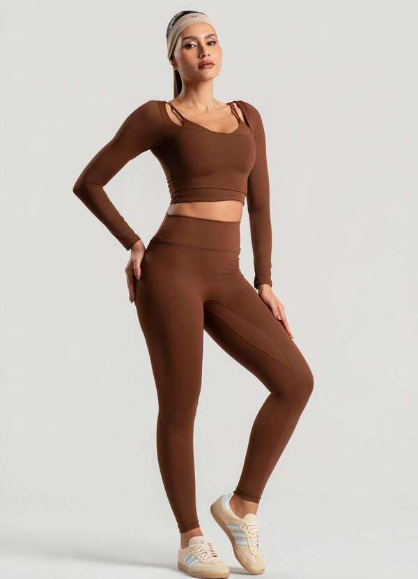 Wemood - Calça Legging Básica com Recortes Wemood - Marrom 2