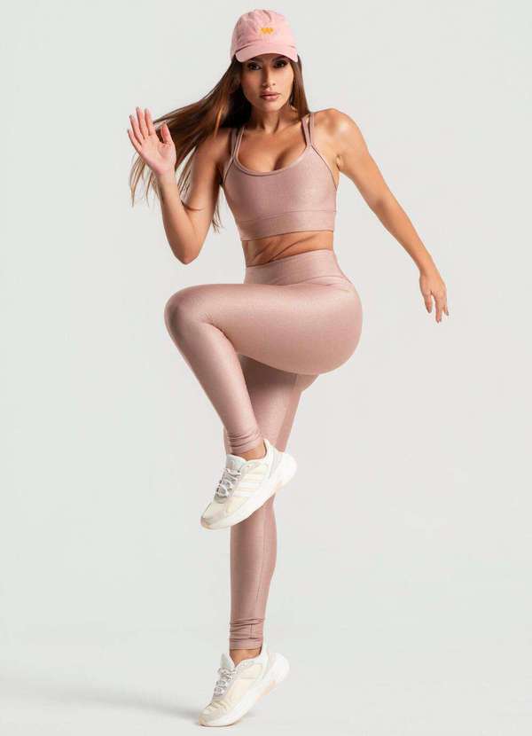 Wemood - Calça Legging Micro Canelada Gloss com Cós Duplo Marrom Wemood Marrom