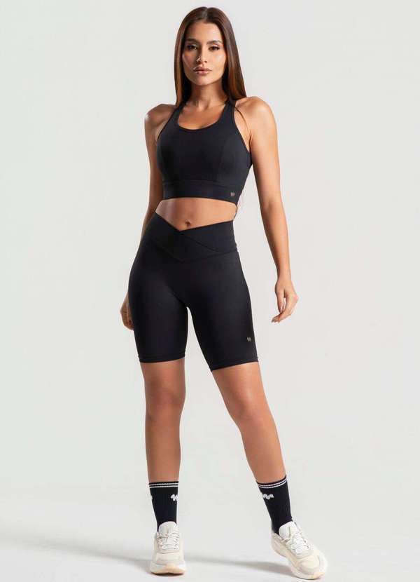Wemood - Bermuda Ciclista Fitness com Cós Cruzado Poliamida Wemood - Preto
