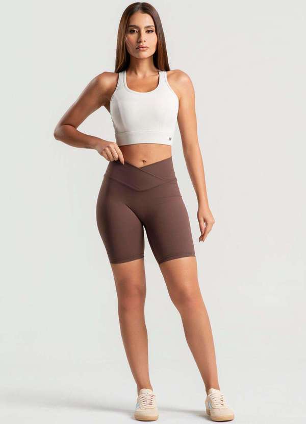 Wemood - Bermuda Ciclista Fitness com Cós Cruzado Poliamida Wemood - Marrom