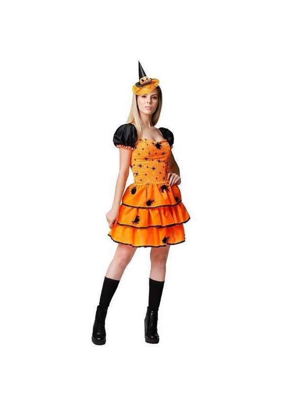 Fantasias Carol Fsp - Fantasia de Bruxa Adulto Aranha Laranja de Halloween Laranja