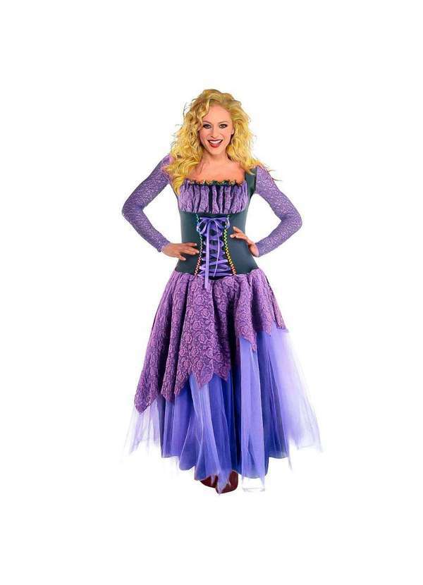 Fantasias Carol cm - Fantasia de Halloween Feminino Bruxa Abracadabra de Luxo Roxo