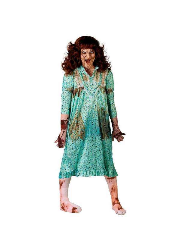 Fantasias Carol Fg - Fantasia Halloween Exorcista Terror Adulta Pijama Regan Azul
