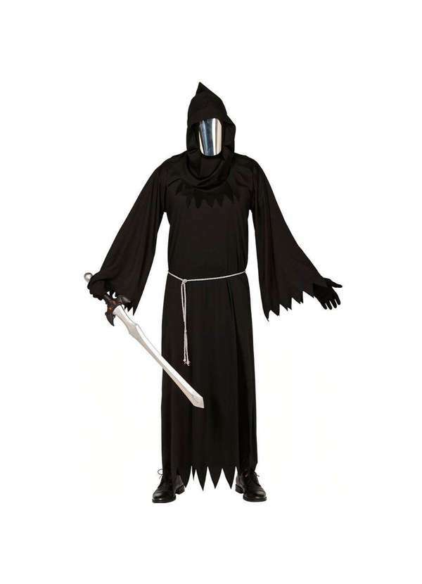 Fantasias Carol Fg - Fantasia Masculina Halloween Medieval Ceifador Cavaleiro Preto