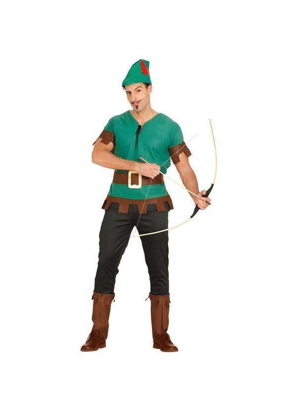 Fantasias Carol Fg - Fantasia Robin Hood Masculina Adulta de Luxo Completa Verde e Marrom