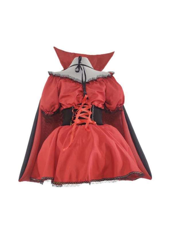Fantasias Carol cm - Fantasia Vampira Halloween Adulta Feminina de Luxo com Capa Vermelho e Preto