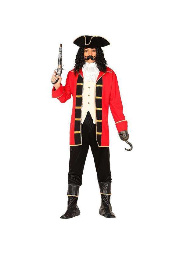 Fantasias Carol Fg - Roupa Pirata Fantasia Masculina Festa Carnaval Haloween Luxo Vermelho e Preto