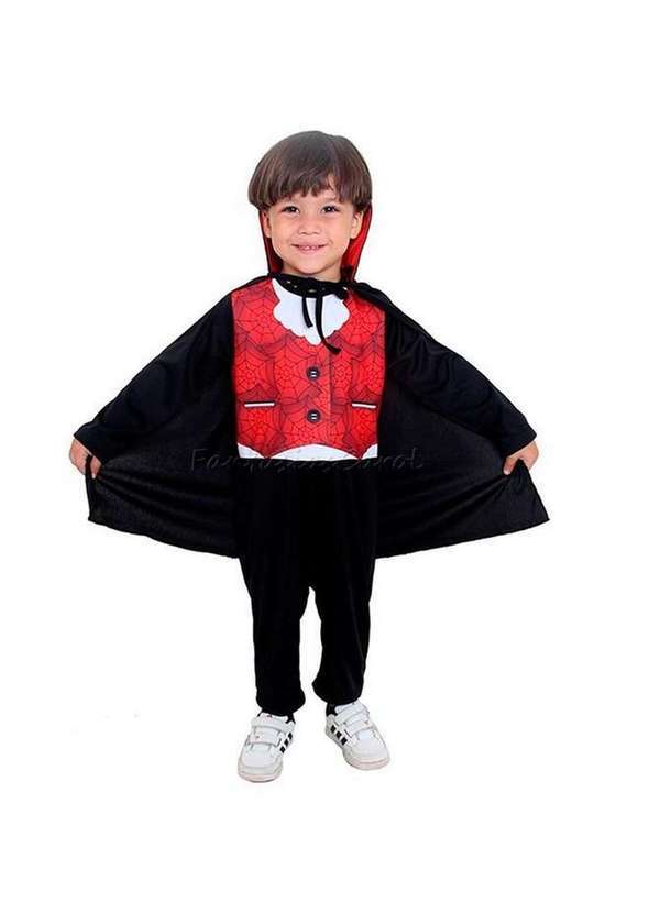 Sulamericana - Fantasia Vampiro Bebê Menino de Halloween com Capa 1 a 3 Anos Preto