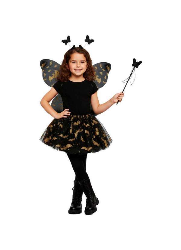 Fantasias Carol Bi - Kit Fantasia Fada Borboleta Fadinha Haloween Infantil Menina Preto