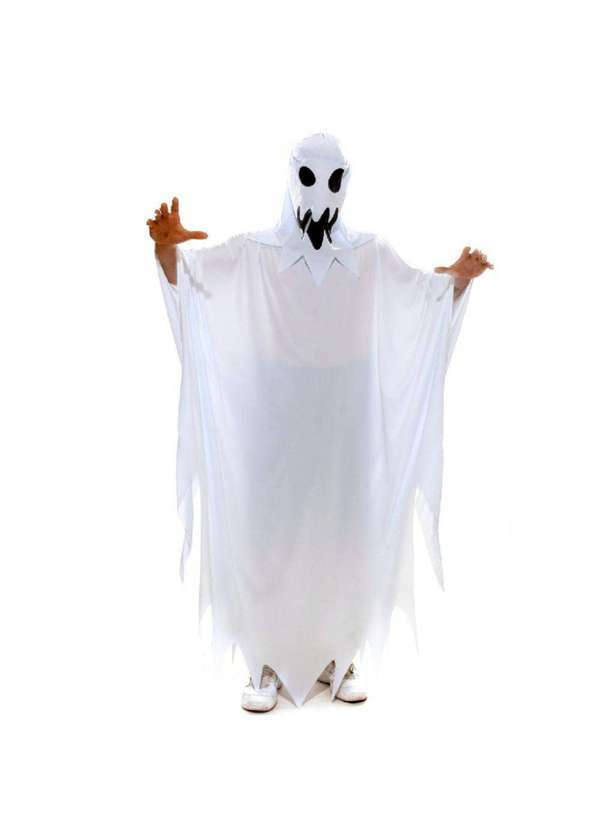 Sulamericana - Fantasia Fantasma Masculino Adulto de Halloween com Capuz Branco