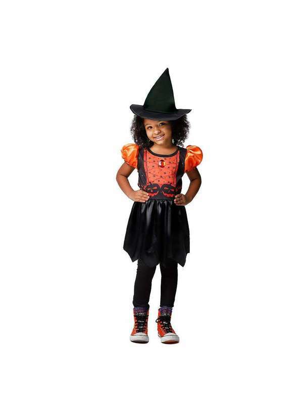 Fantasias Carol Fsp - Fantasia Bruxa Infantil de Halloween Pra Menina com Abobora Laranja