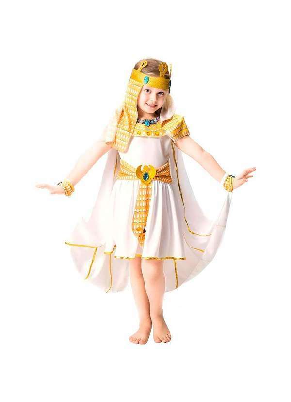 Fantasias Carol Fsp - Fantasia de Cleópatra Infantil de Carnaval Completa Branco