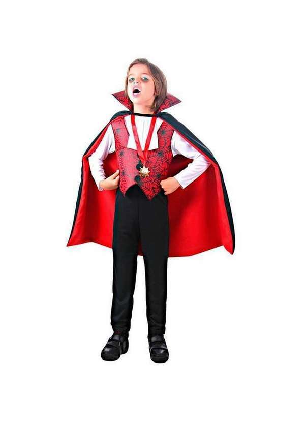 Sulamericana - Fantasia Vampiro Infantil de Halloween Pra Menino de Luxo Preto