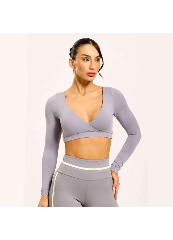 Donna Carioca - Cropped Dois Lados Cinza Biografia Poliamida Soft com Bojo Cinza