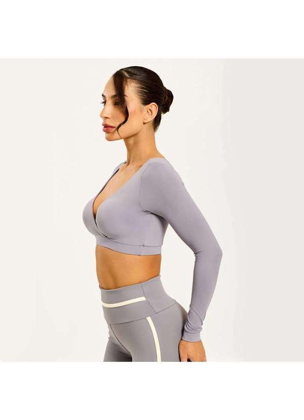 Donna Carioca - Cropped Dois Lados Cinza Biografia Poliamida Soft com Bojo Cinza 5