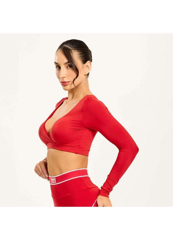 Donna Carioca - Cropped Dois Lados Vermelho Poliamida Soft com Bojo Vermelho 5